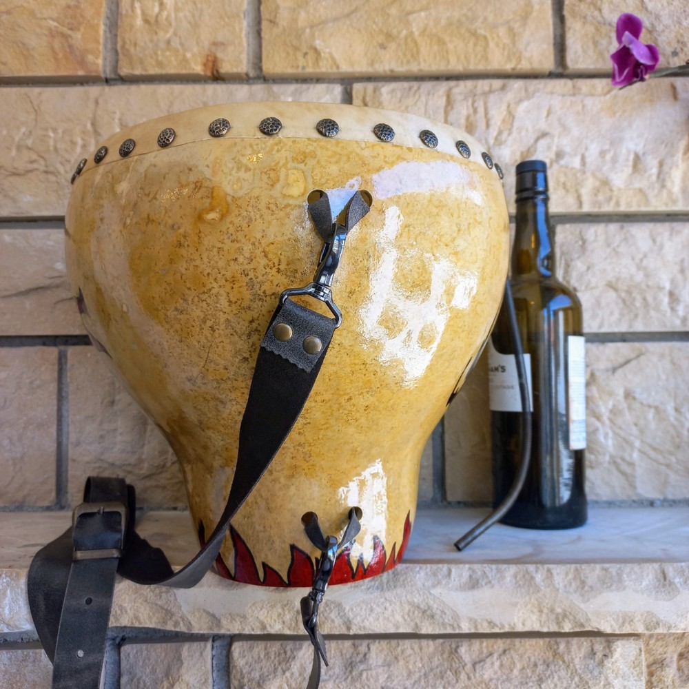 Handcrafted Adjustable Strap Drum - Dragon Thunder Gourd, Drum, and Udu Drum Com