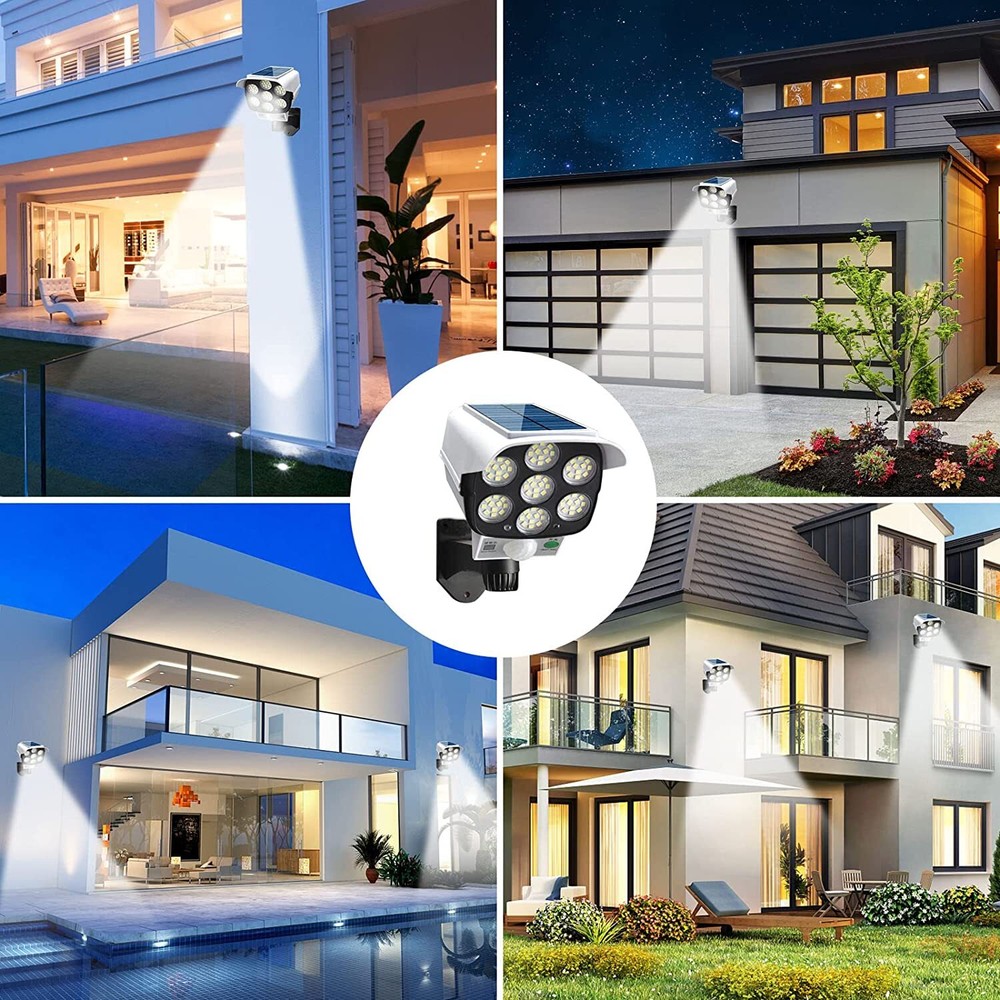 Solar Motion Sensor Wall Light Outdoor Garden Wireless 77 LED Security Spotlight