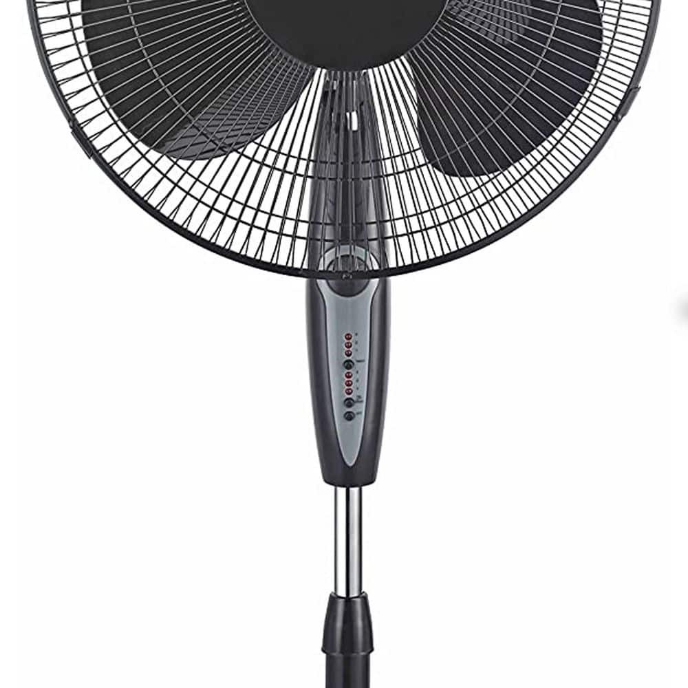 16-In. Oscillating Stand Fan with Remote Control- Black