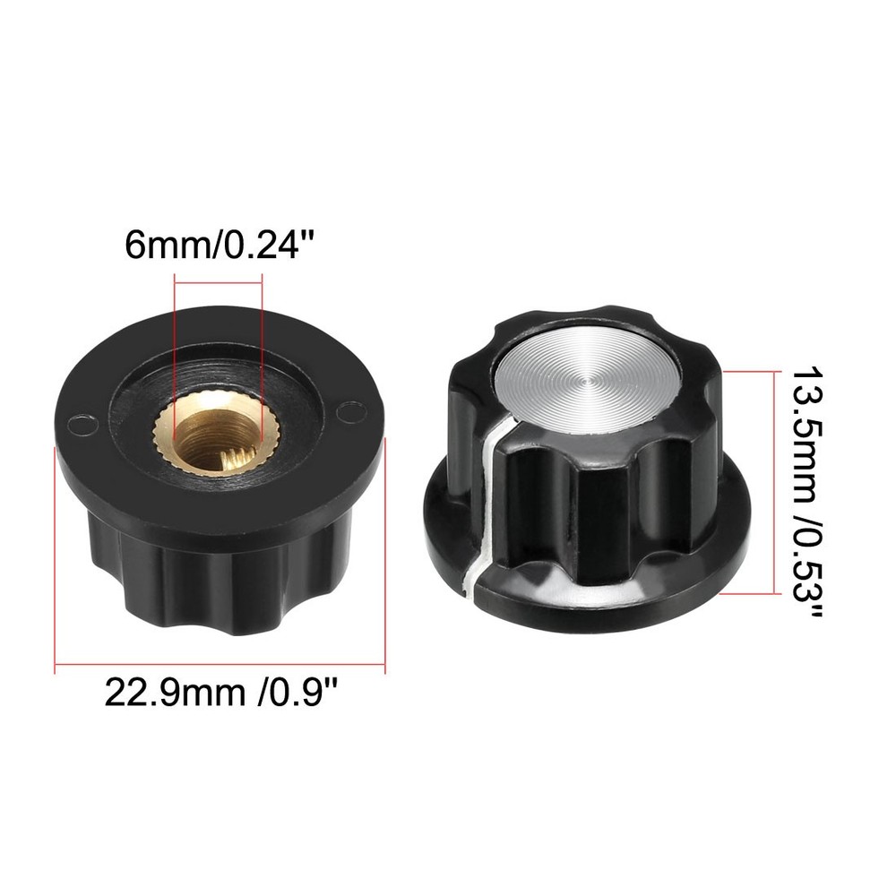 22.9x13.5mm Silver Tone Top Potentiometer Volume Control Rotary Knobs
