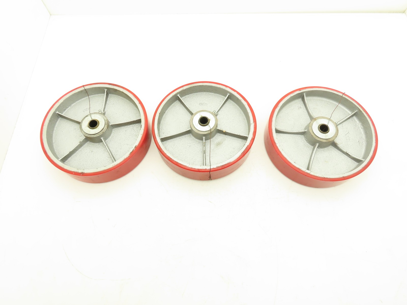 10" x 2.5" Red Poly Metal Wheel 3/4" Bore Lot of 3