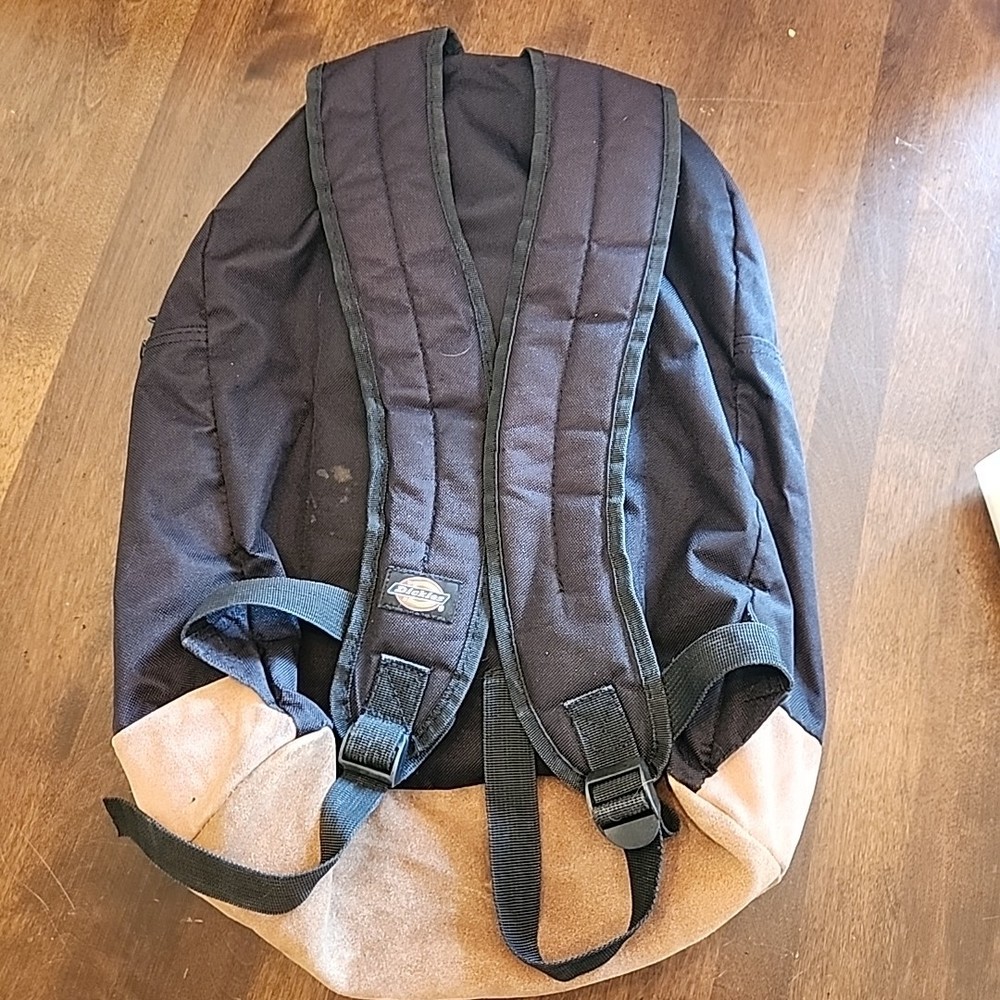 Dickies Backpack Black with Suede Leather Bottom 15"