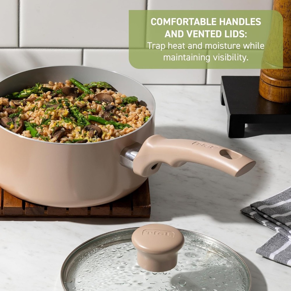 T-Fal Refresh Ceramic Nonstick Cookware Set, 12-Piece Ceramic Pots