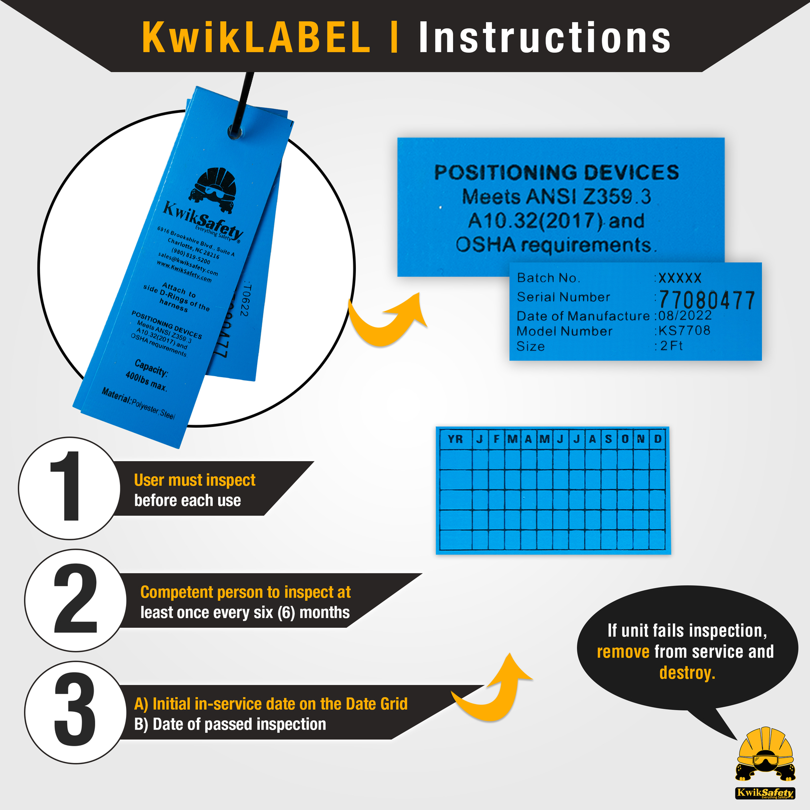 KwikSafety REBAR ROMEO 29" Rebar Chain Steel Positioning Lanyard