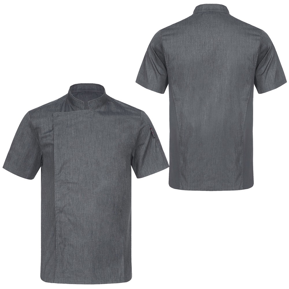 Men Short Sleeve Classic Chef Jacket Solid Color Work Shirts Kitchen Cook Bakery