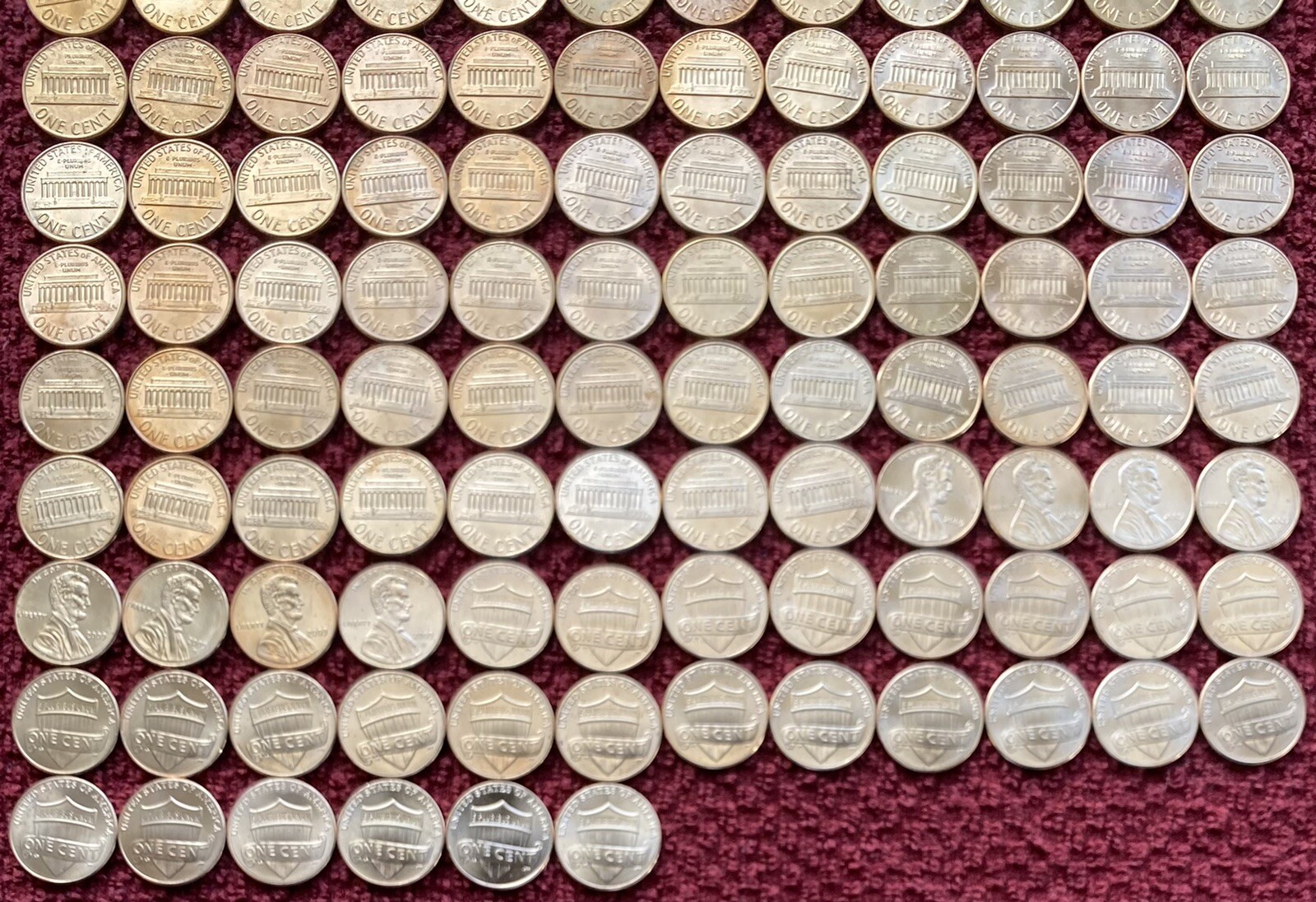 UPGRADED Lincoln MEM/SHIE Cents BU - Complete Set Of 142 Coins-1959 - 2024 P/D/S