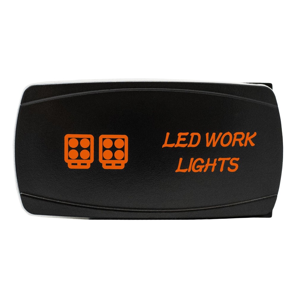 ORANGE Dual Back-lit Rocker Switch Laser Etched 20A LED WORK LIGHTS Horizontal