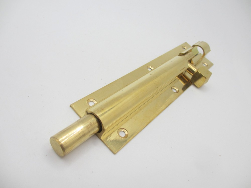 Large Brass Door Lock Sliding Bolt Old Keep Bathroom WC 7"