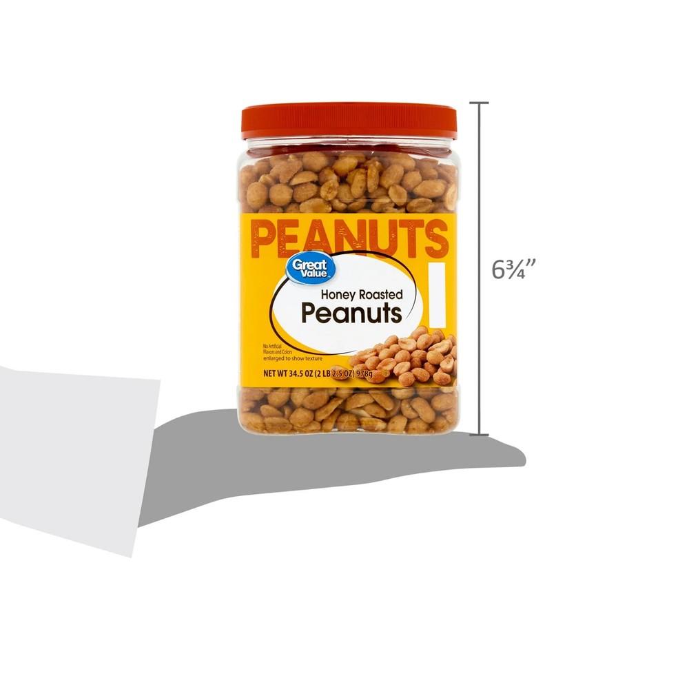 (2 pack) Great Value Honey Roasted Peanuts, 34.5 oz