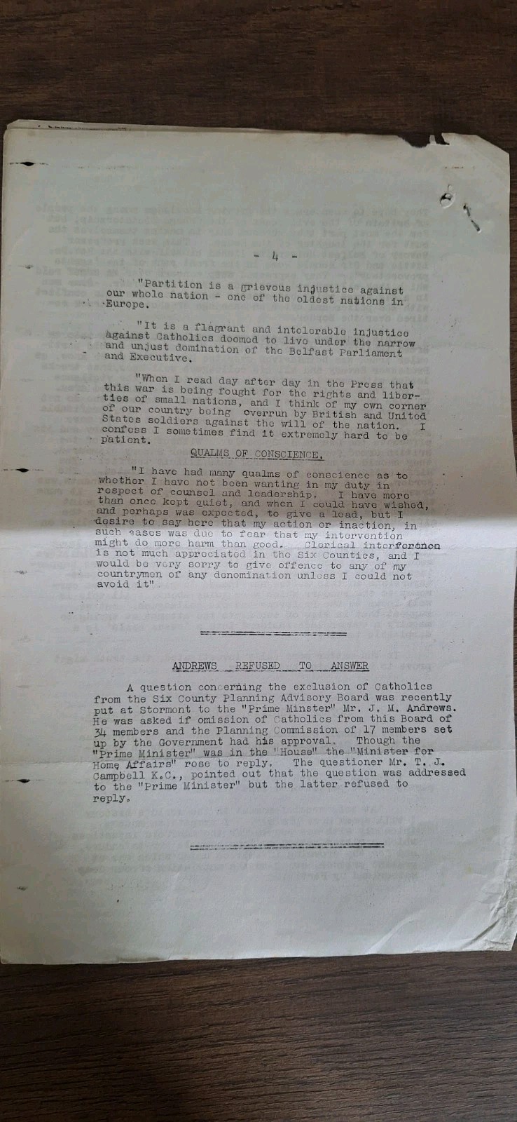Irish Republican Press 1940s Bulletin Document 6 Counties Interest