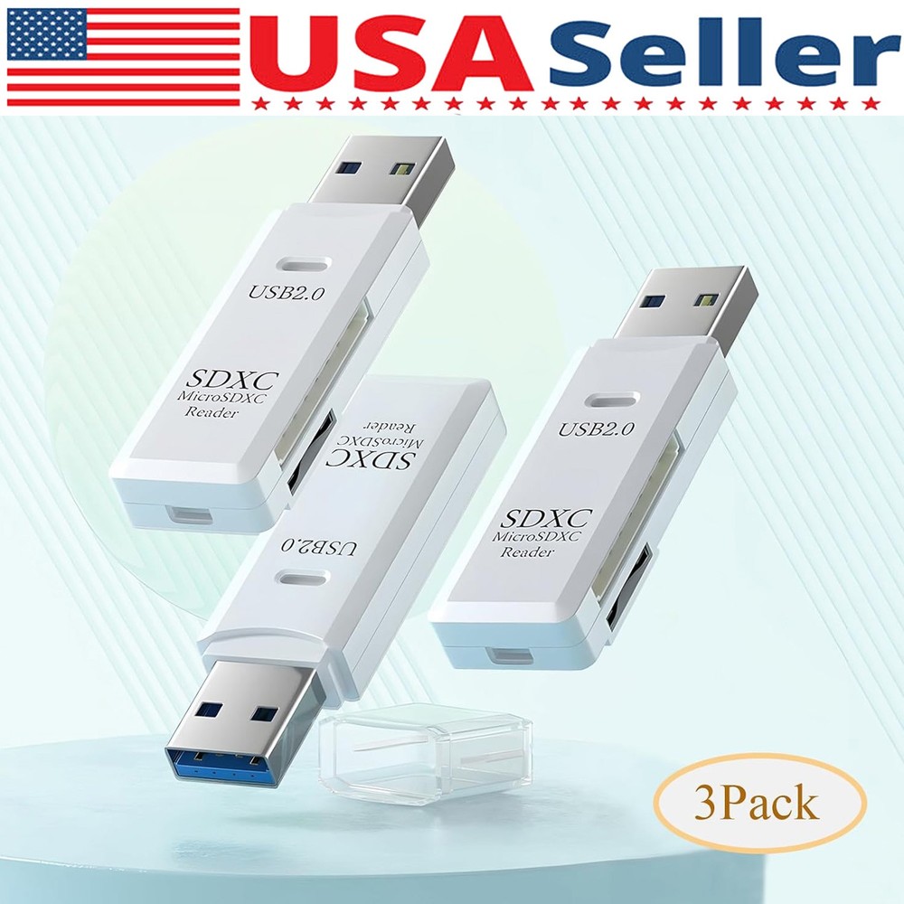 3Pcs USB 3.0 SD Card Reader for PC Micro SD to USB Adapter CardReader for Camera