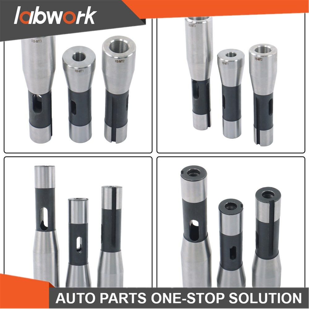 Labwork Precision Ground R8 Shank 3pc Adapter for Milling Machine Arbors