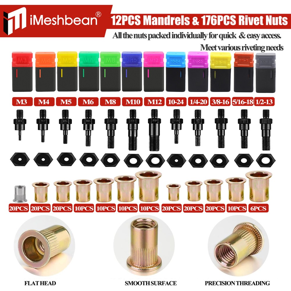Rivet Nut Gun Kit Rivnut Tool Nut Setter Thread Setting Nutsert Tool SAE&Metric