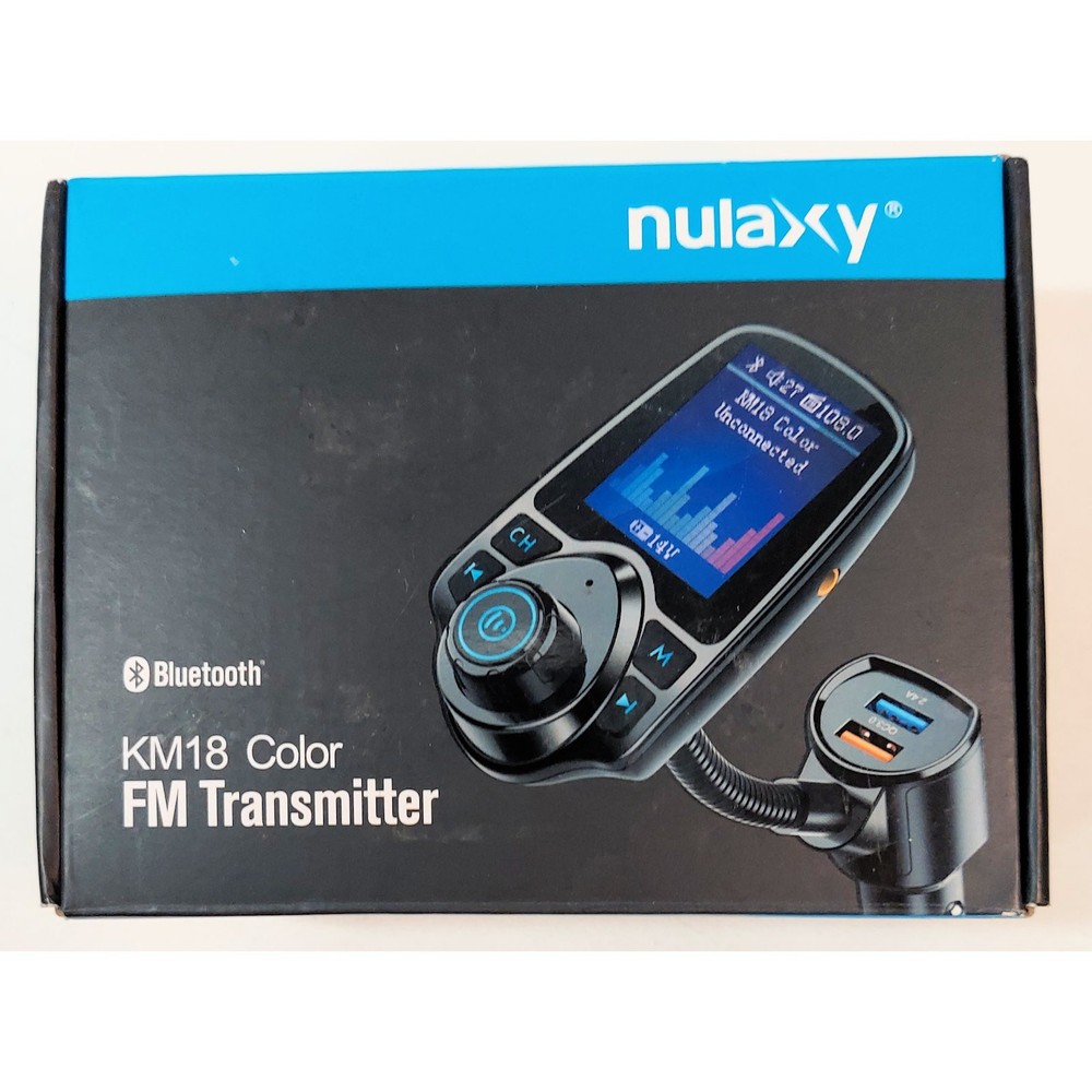 Nulaxy Bluetooth Car FM Transmitter Audio Adapter Receiver QC3.0 Color Screen