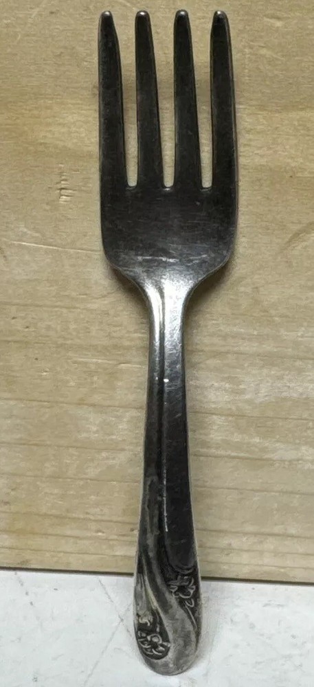 VTG Holmes & Edward’s Silver Infused & Plated Child’s Fork! 4 1/2” Floral Heavy