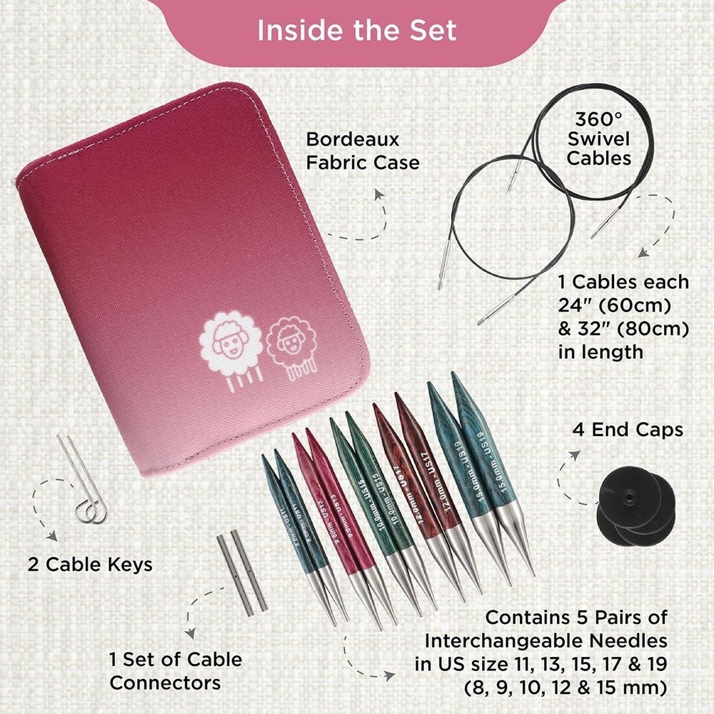 KnitPro Dreamz Normal Interchangeable Circular Needle Sets 13cm (5”) - Chunky