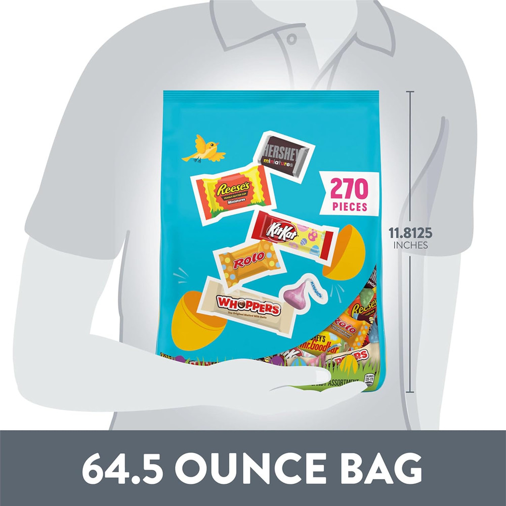 Hershey Assorted Flavored, Easter Candy Bulk Bag, 64.5 Oz (270 Pieces)