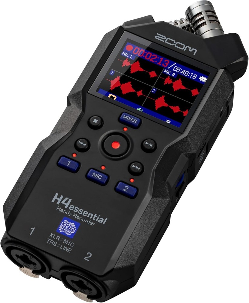 ZOOM H4essential Handy Recorder Black 32-bit float 4-track time code Podcas