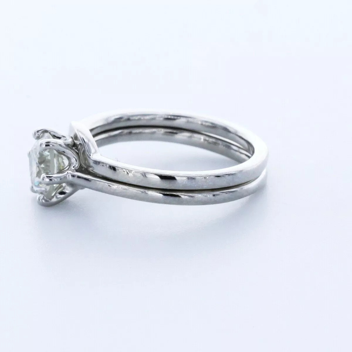 Solitaire Engagement Ring Set 14K Gold 1.31 Carat Round Lab-Grown Diamond H VS2