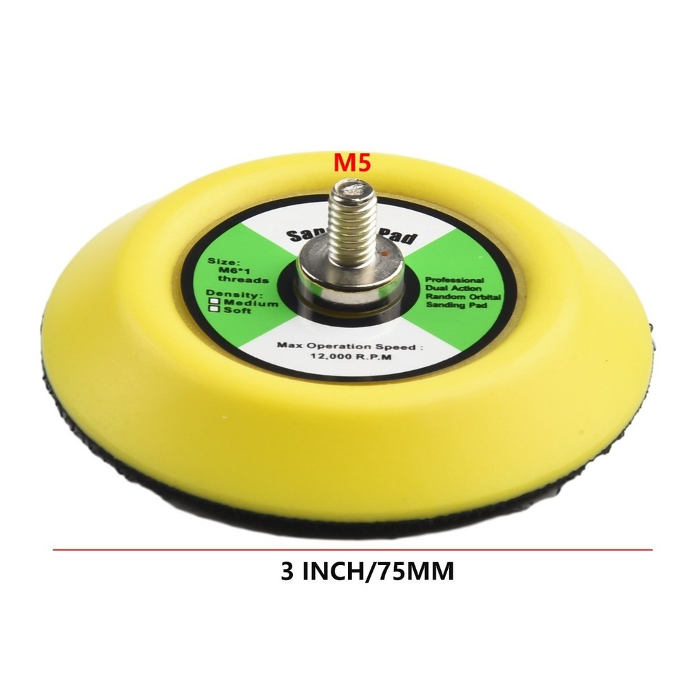 Hook & Loop Sanding Polishing Backing Pad M6 Thread For Air Sander 5pc 3 75mm
