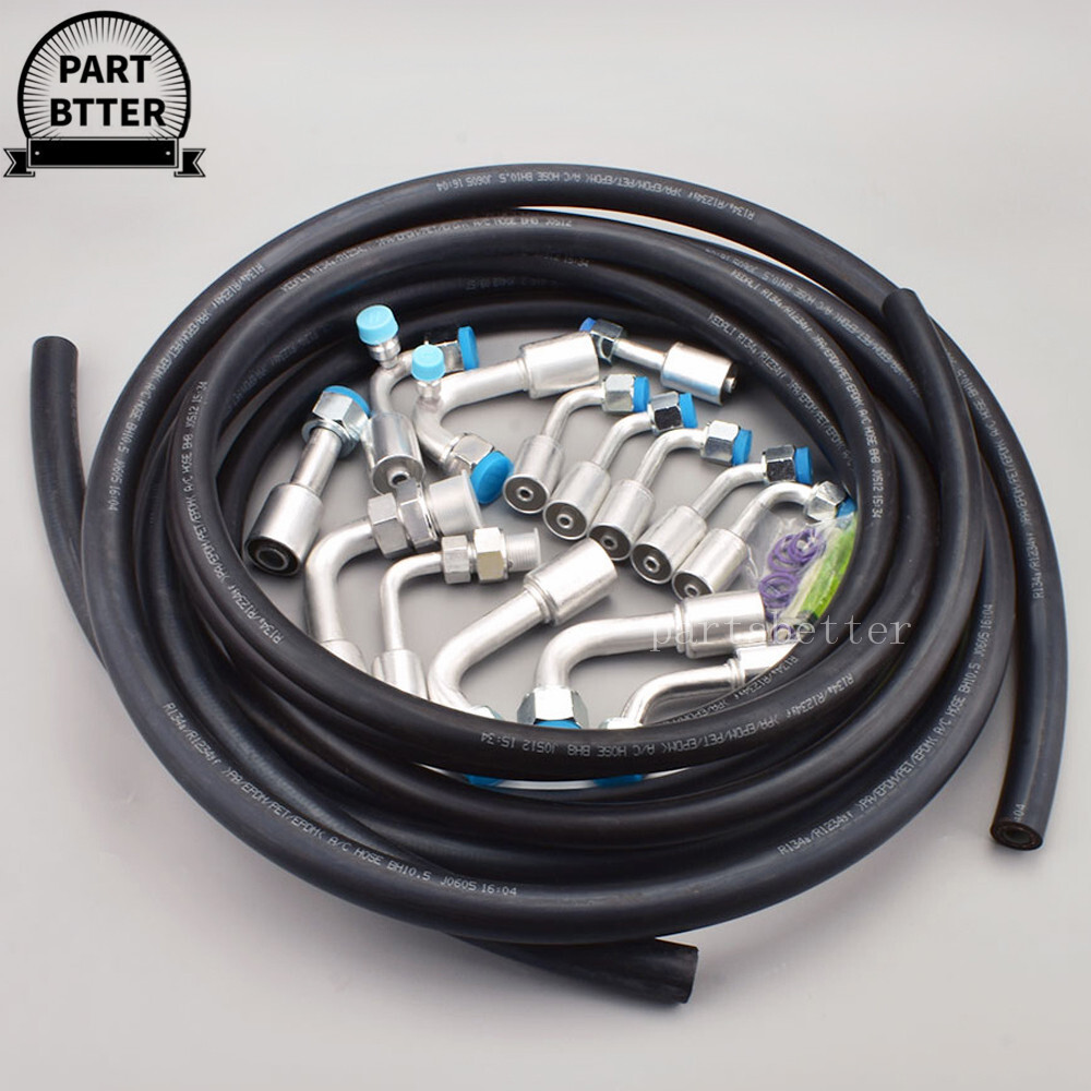 A/C Air Conditioning Ext Length Hoses & Fittings & O-rings Kit Universal