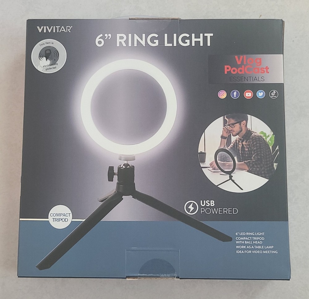 LED Ring Light: Vivitar 6" inch- USB- Vlogging Kit