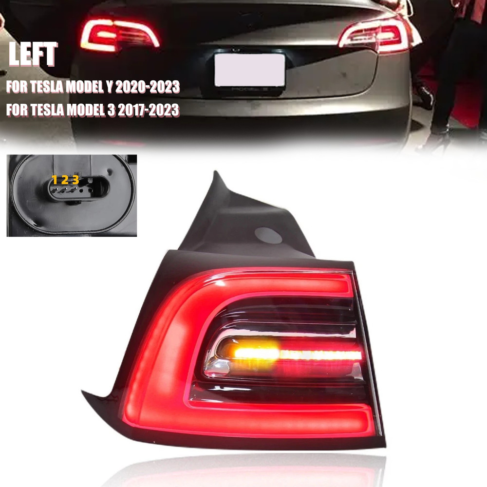 3pin For 2017-2023 Tesla Model 3 LED Outer Rear Tail light Lamp Left Driver Side