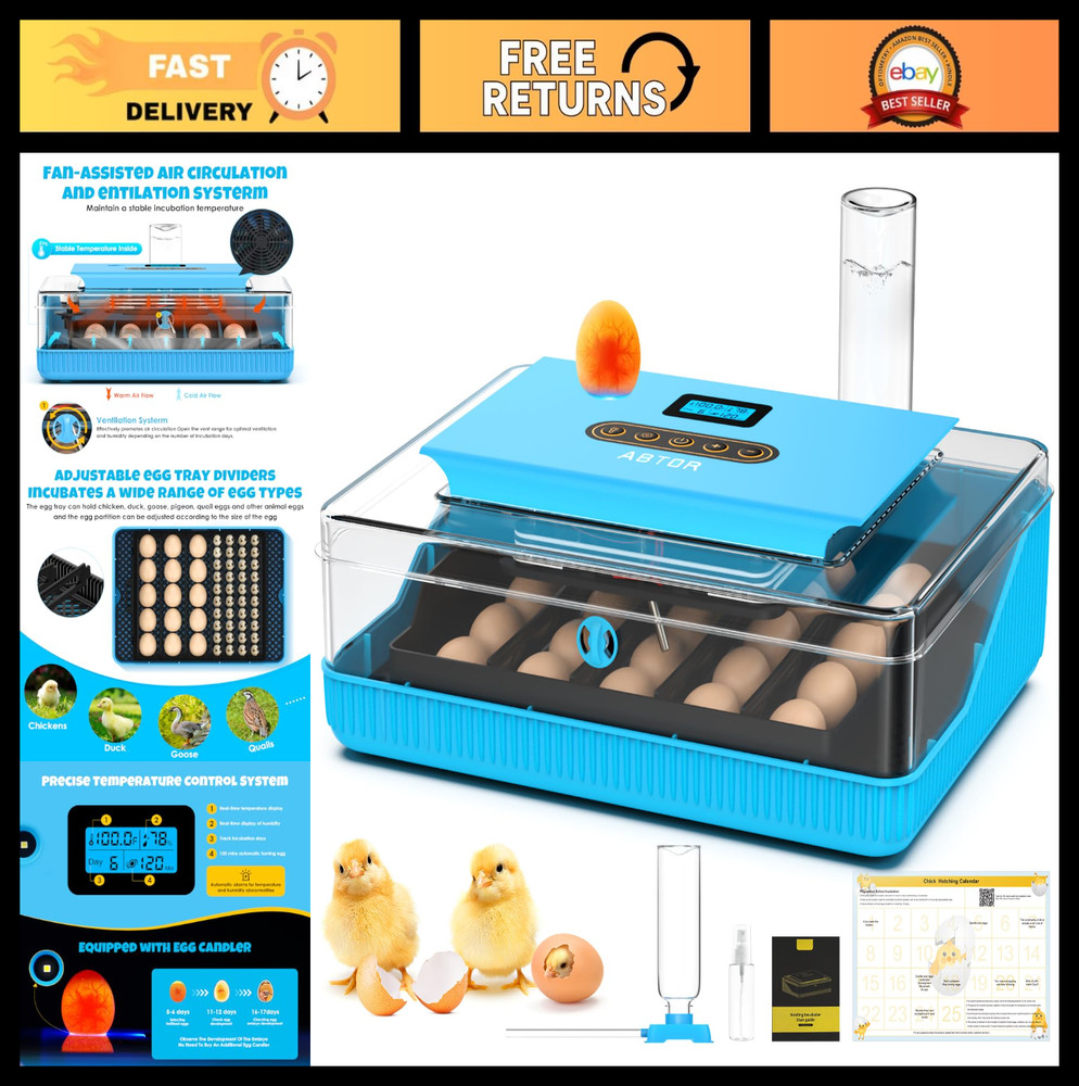 25 Egg Digital Incubator Machine with Automatic Turning, Temp & Humidity Control