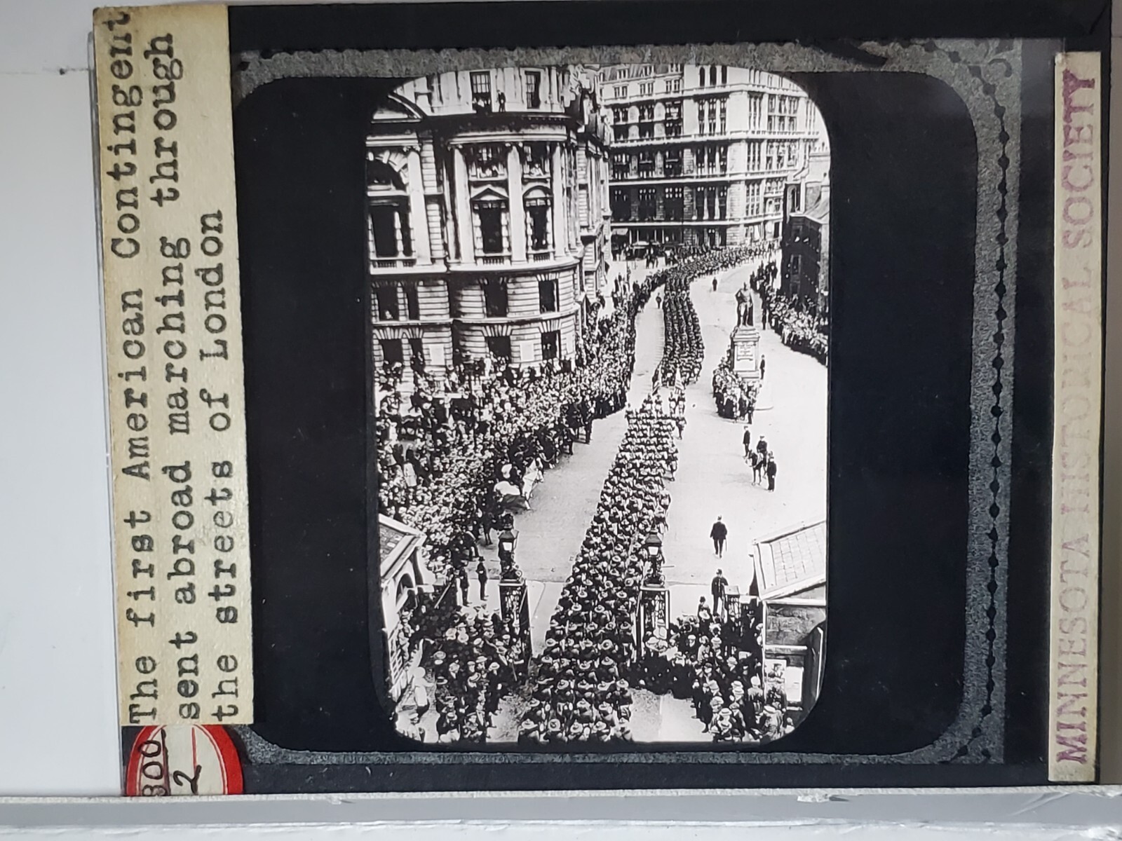 WWI, American Contingent Marching Through London, Magic Lantern Glass Slide
