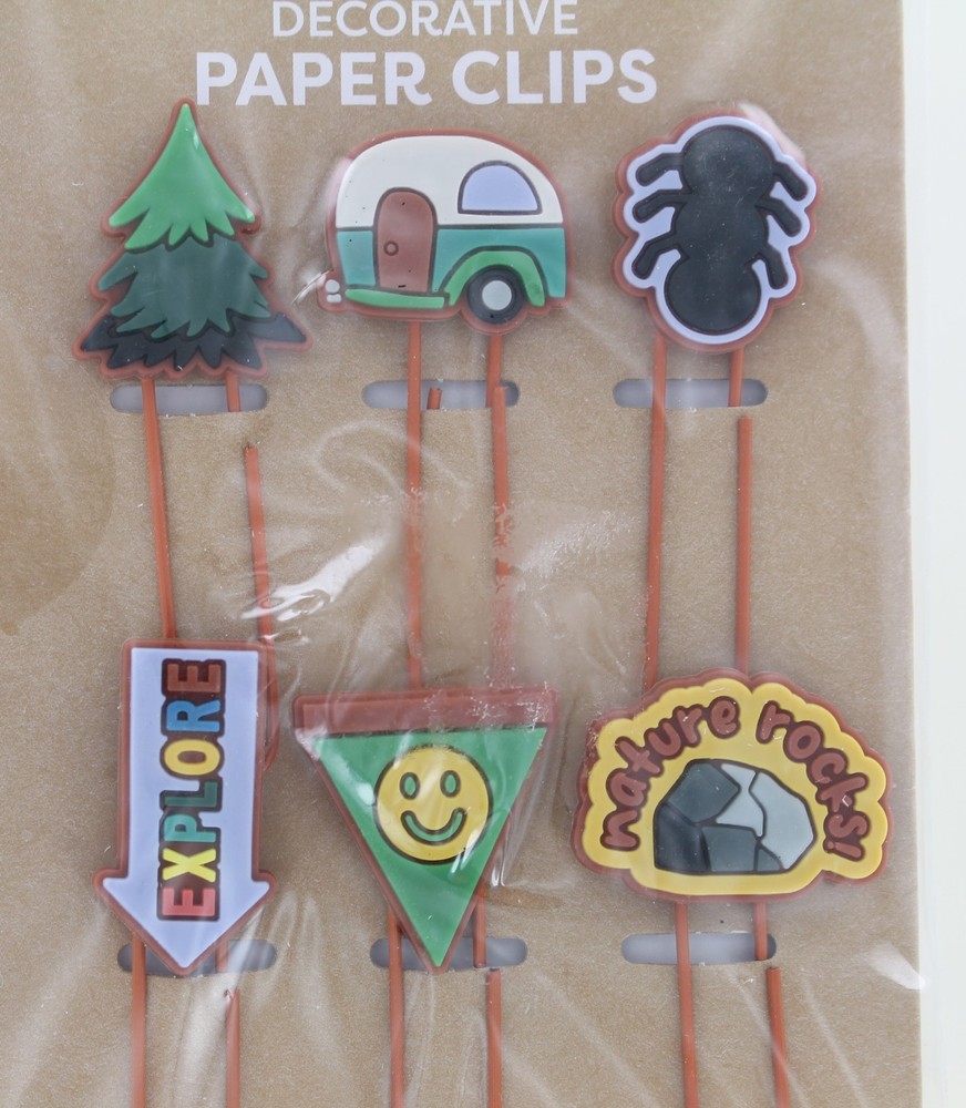 New UStyle Decorative Paper Clips - 6 count - Camping Theme - Tree Camper Bug +