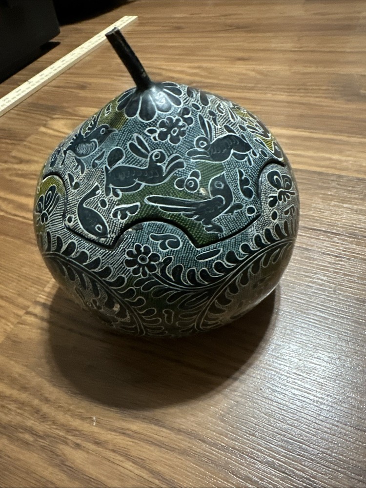 Gourd Blue With Animals Painted All Over