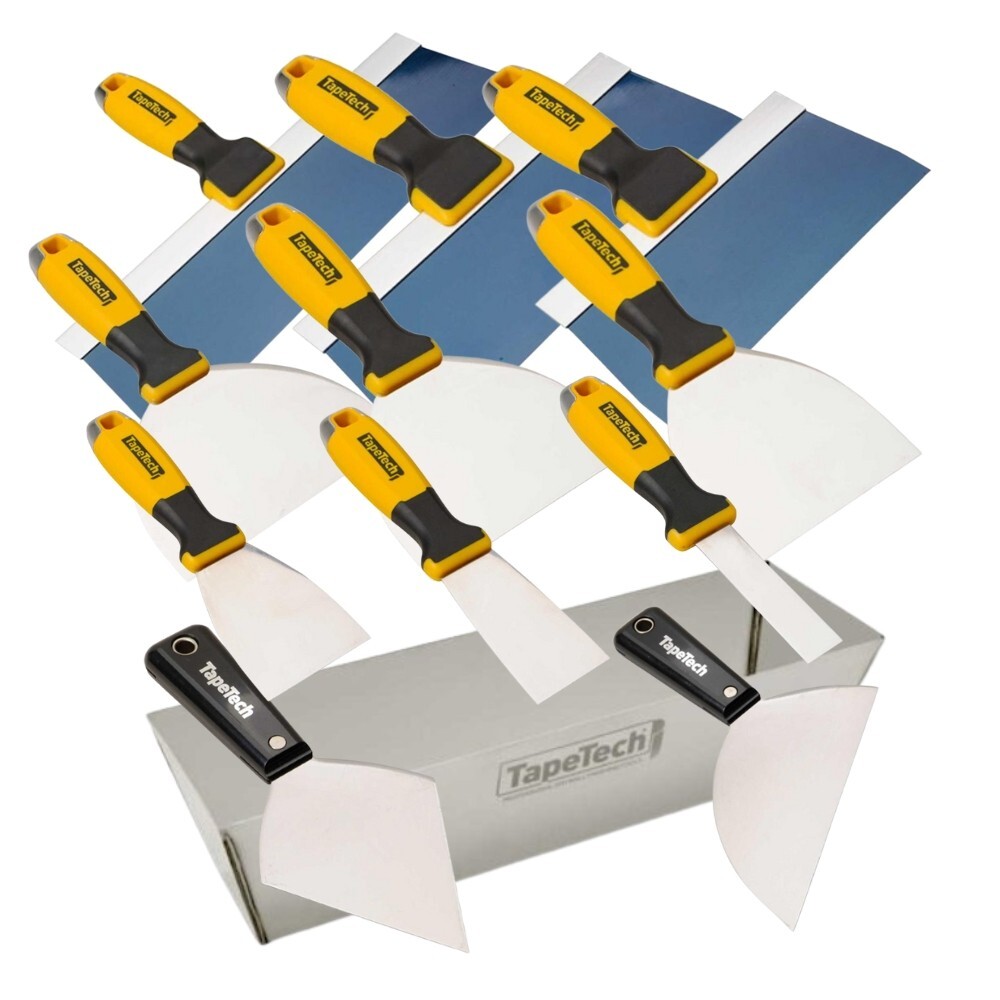 TapeTech ProMAXX Blue Steel Professional Taping Knife Tool Set with Mud Pan