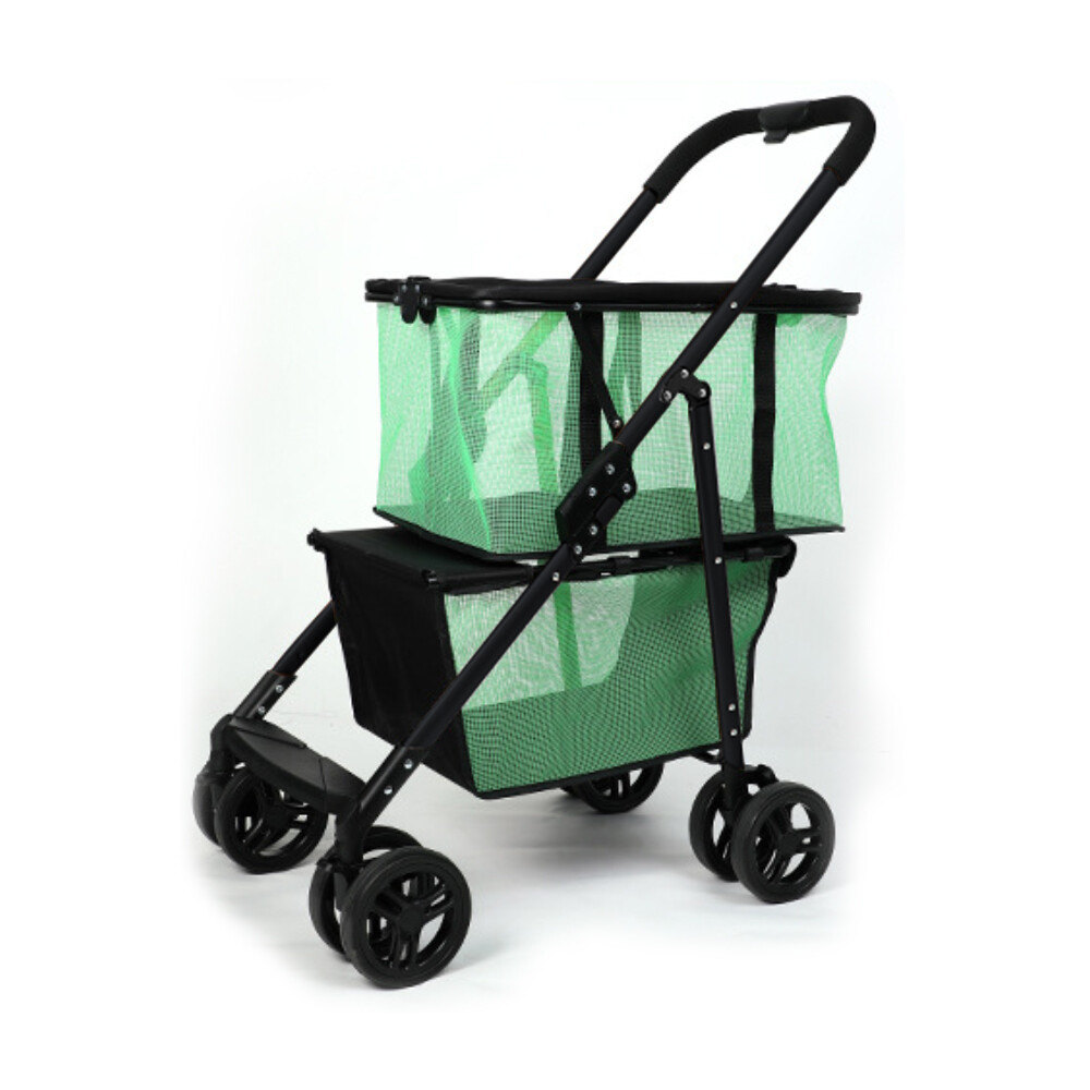 Foldable Heavy Duty Shopping Cart 2 in 1 Portable Pet Stroller w/ Removable Tote