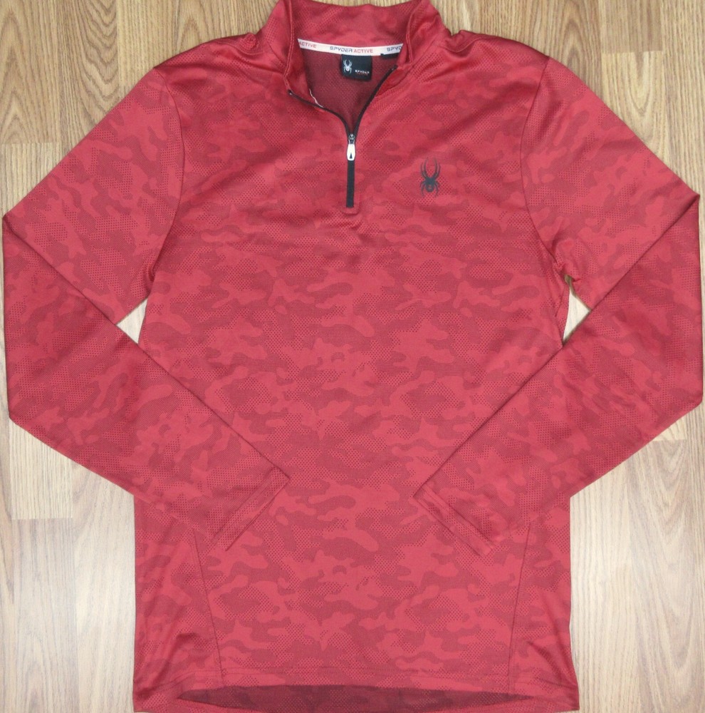 SPYDER 1/4 ZIP POLYESTER LIGHTWEIGHT JACKET RED & BLACK sz MEDIUM, M