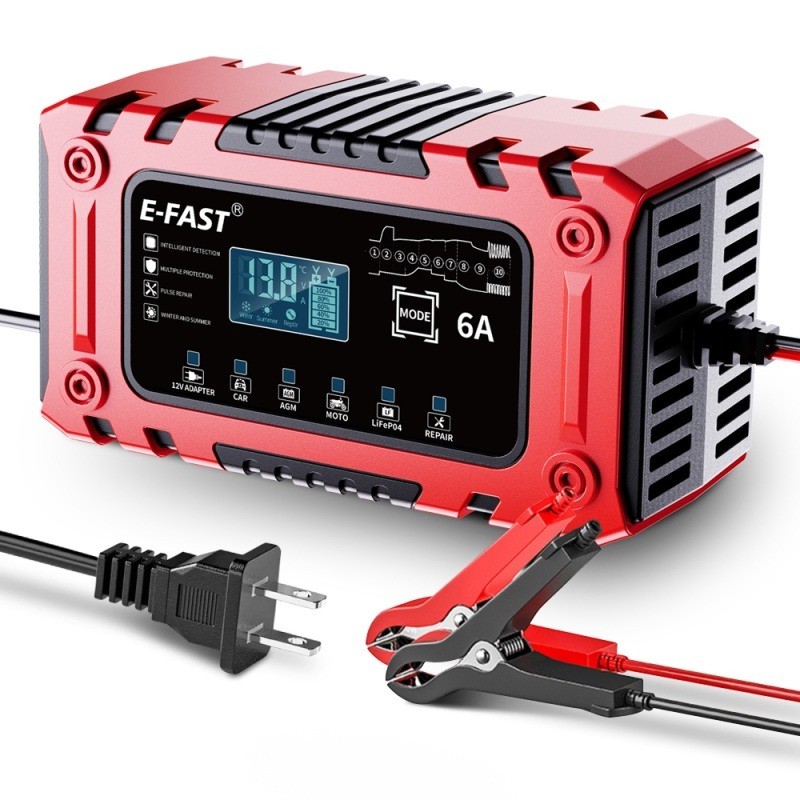 12V 6A Smart Battery Charger w/ Adapter Mode for AGM LiFePO4, Cars,Boat,Truck
