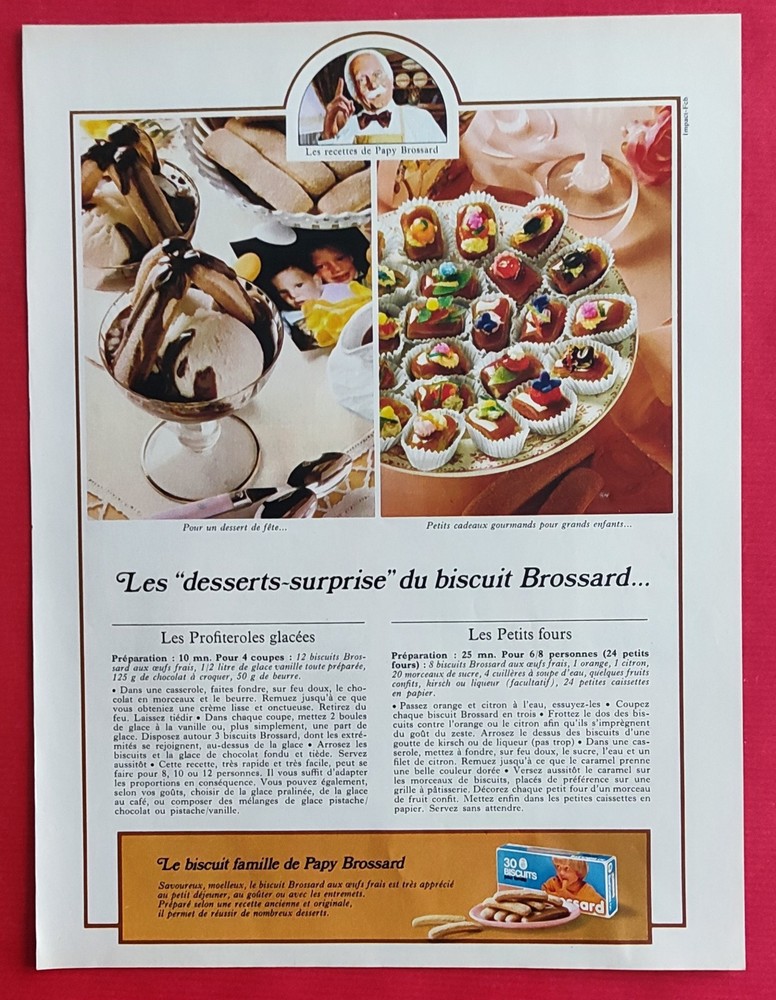 PRESS AD: Eau de VITTEL and Biscuits de Papy BROSSARD 1981