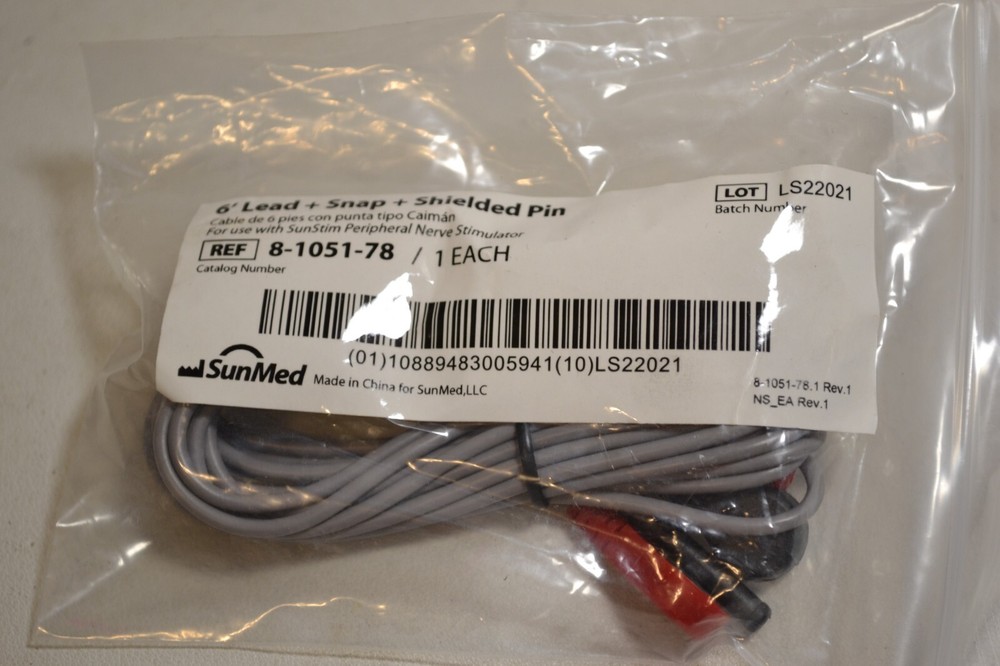 SunMed 6' Lead + Snap + Shielded Pin 8105178
