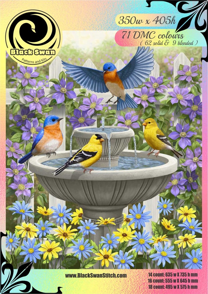 Bird Baths 725 Chart Counted Cross Stitch Pattern