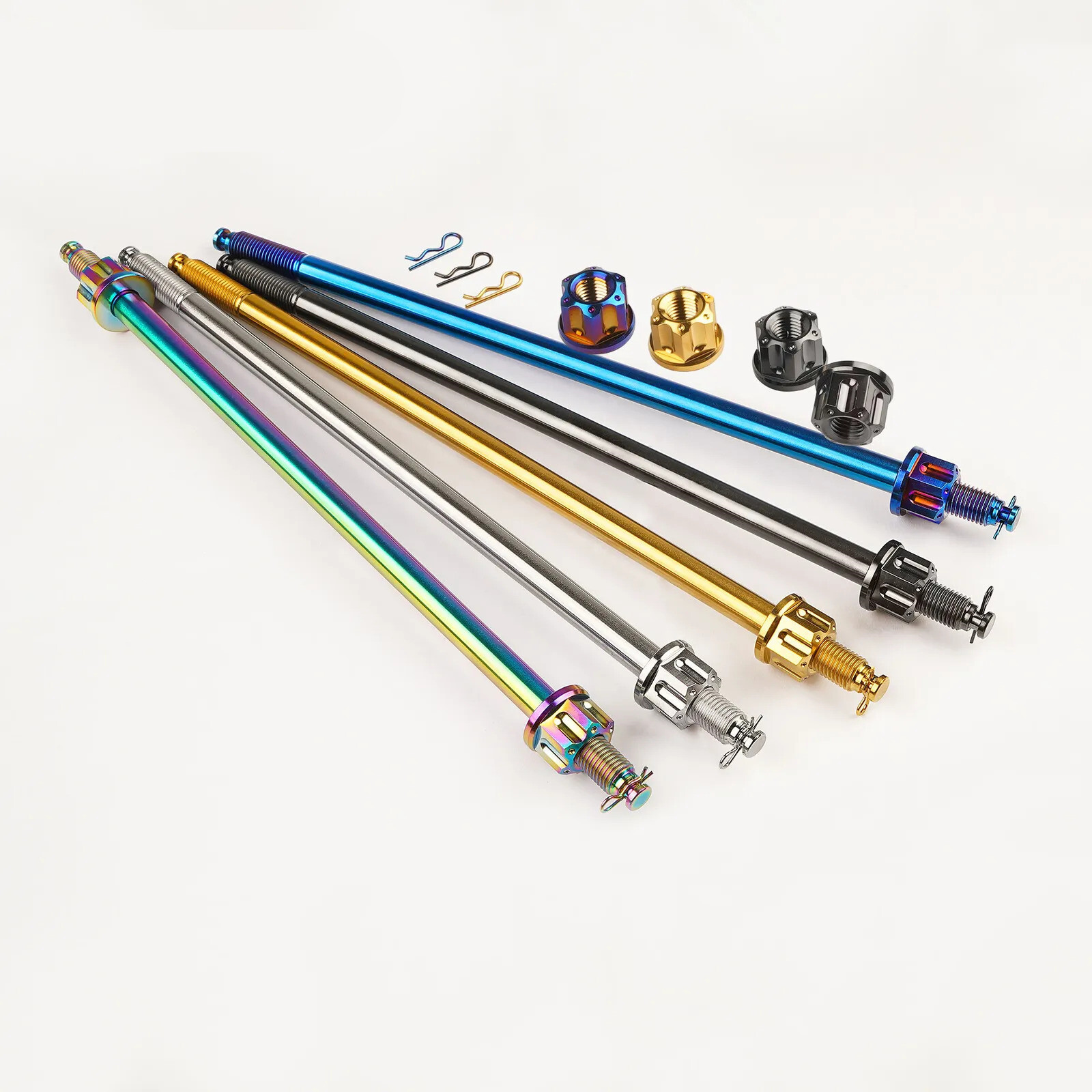 Titanium Motorcycle Axis Axle Roller w/ Nuts M10 M12*230/260/280/320/340/370