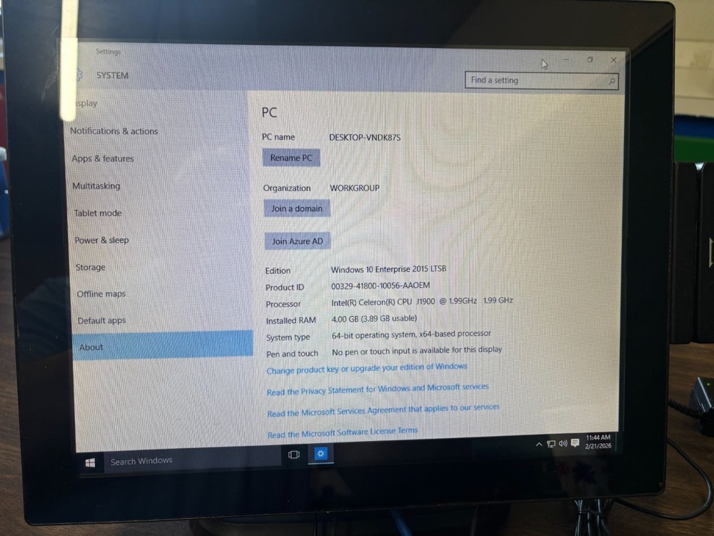 Hisense HK570E POS Touchscreen Computer Windows 10 Enterprise Reset