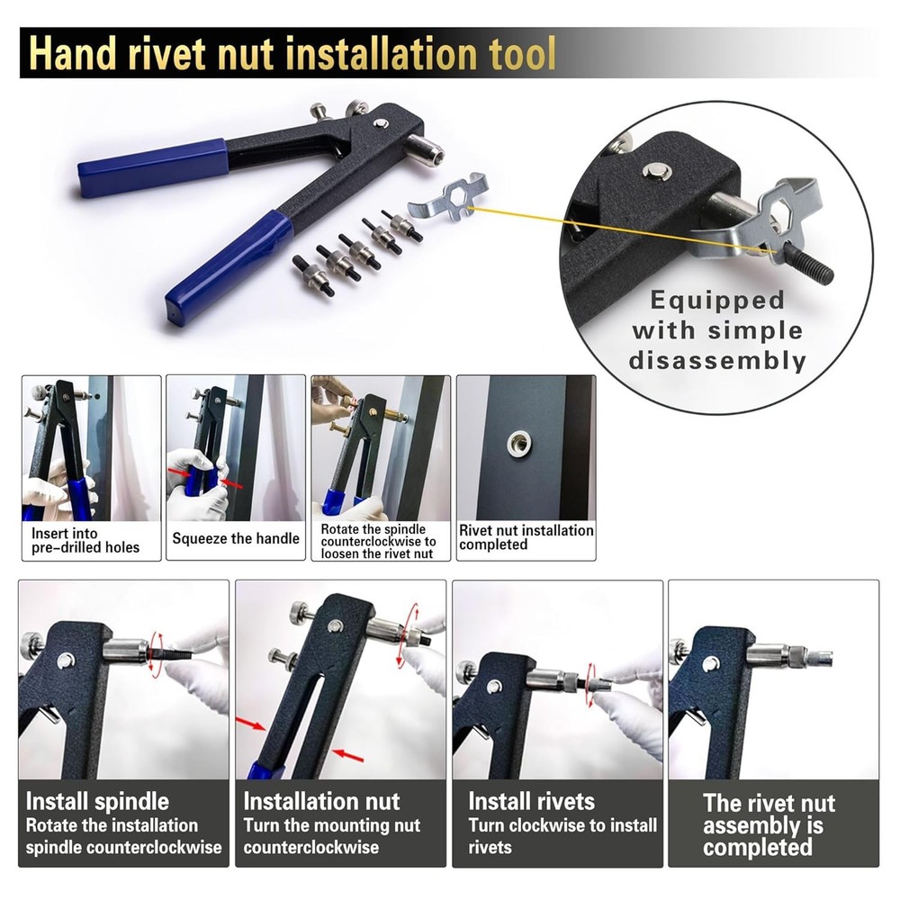 Pressure Rivet Nut Tool Kit, 430Pcs Metric Combination...