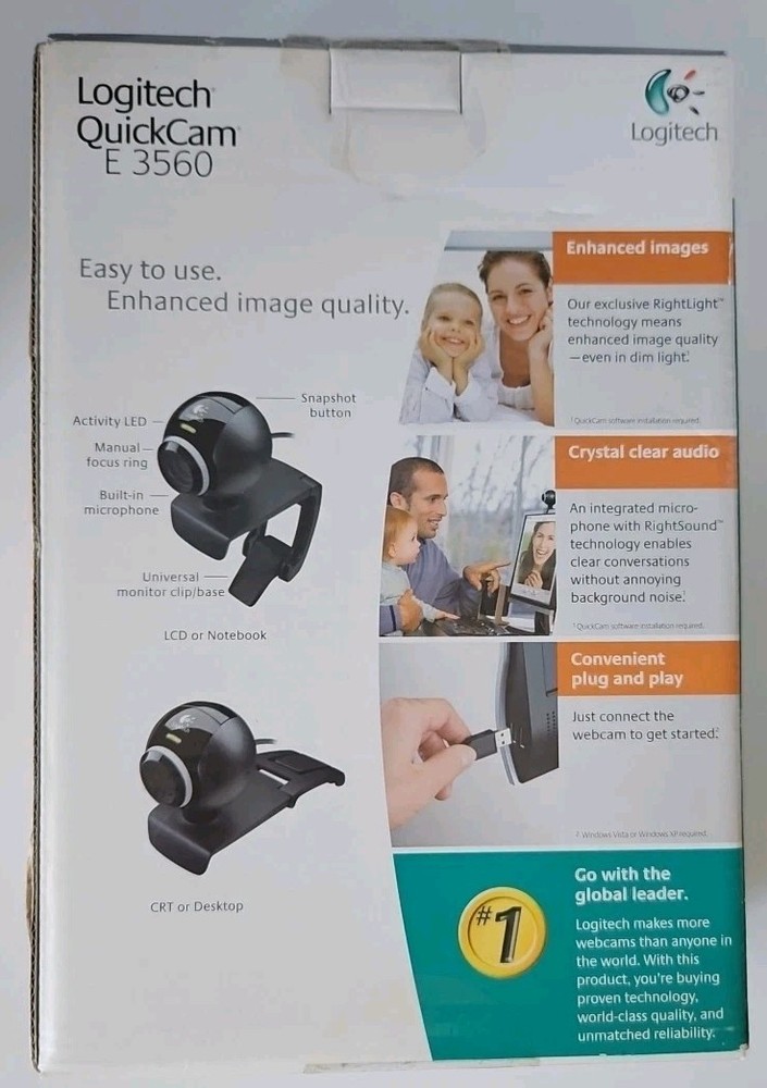 Logitech Quickcam E3560 Webcam, USB 2.0, up to 1.3 megapixels - NEW