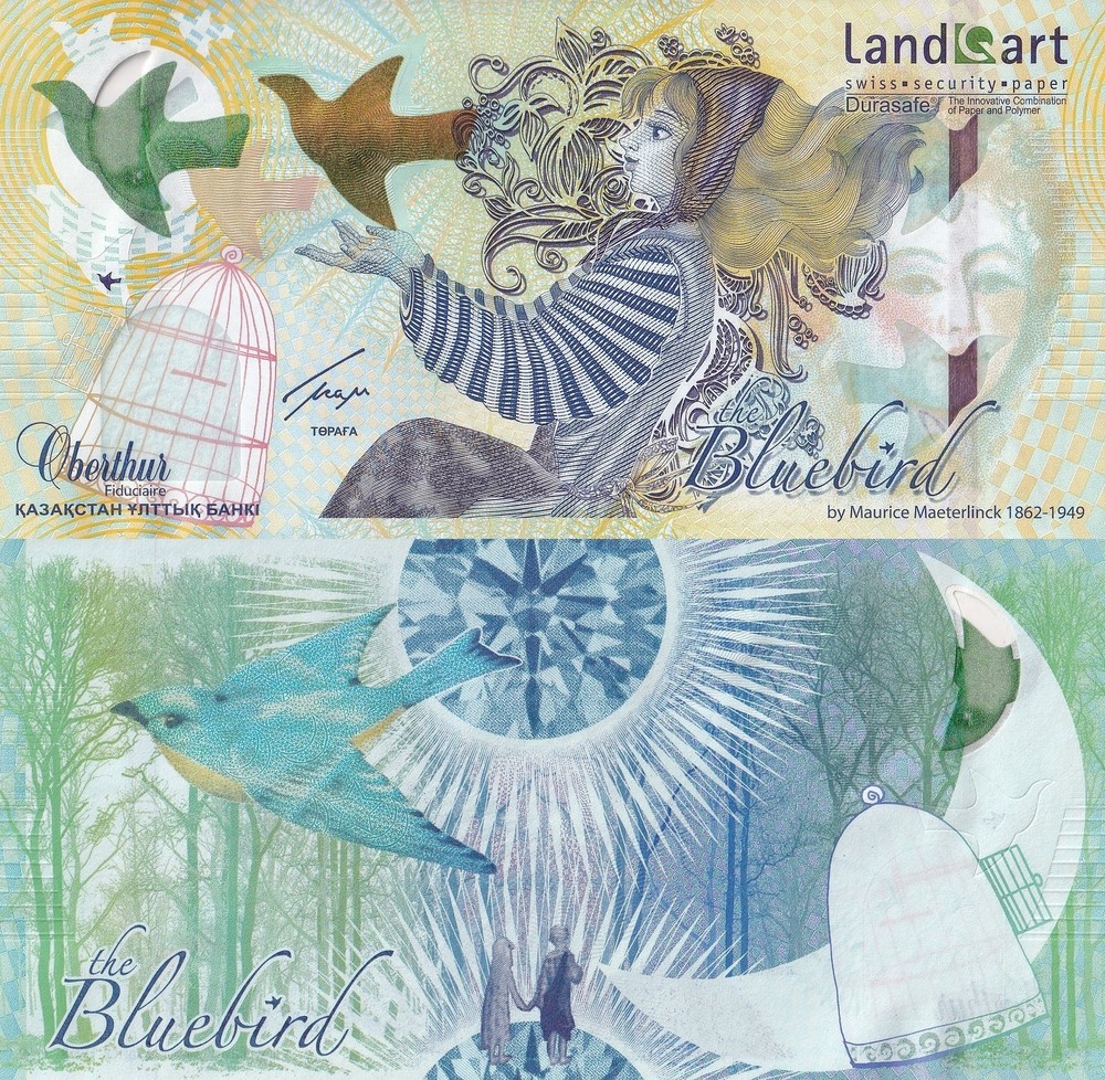 Kazakhstan Bluebird 2013 UNC Type Bird Specimen Test Note