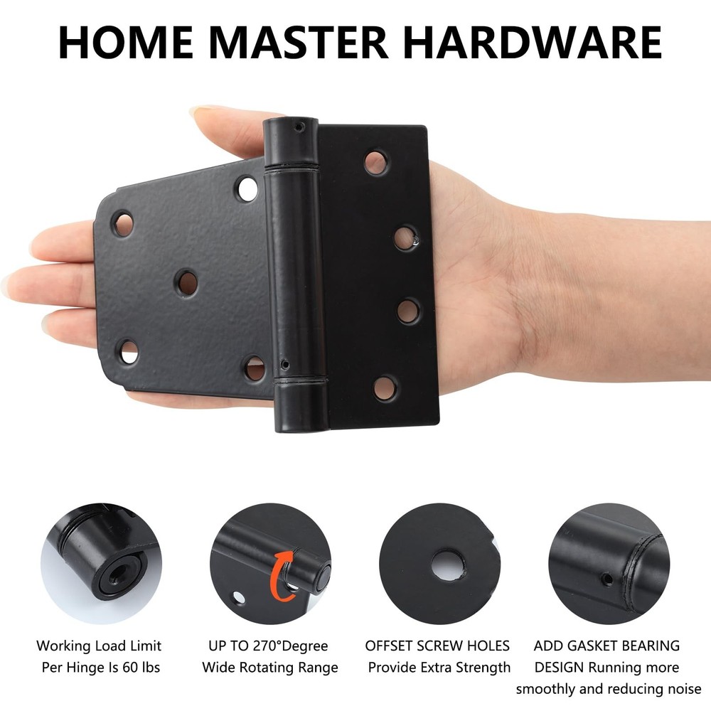 HOME MASTER HARDWARE Self-Closing Spring Gate Hinge 3-1/2" Heavy Duty Automat...
