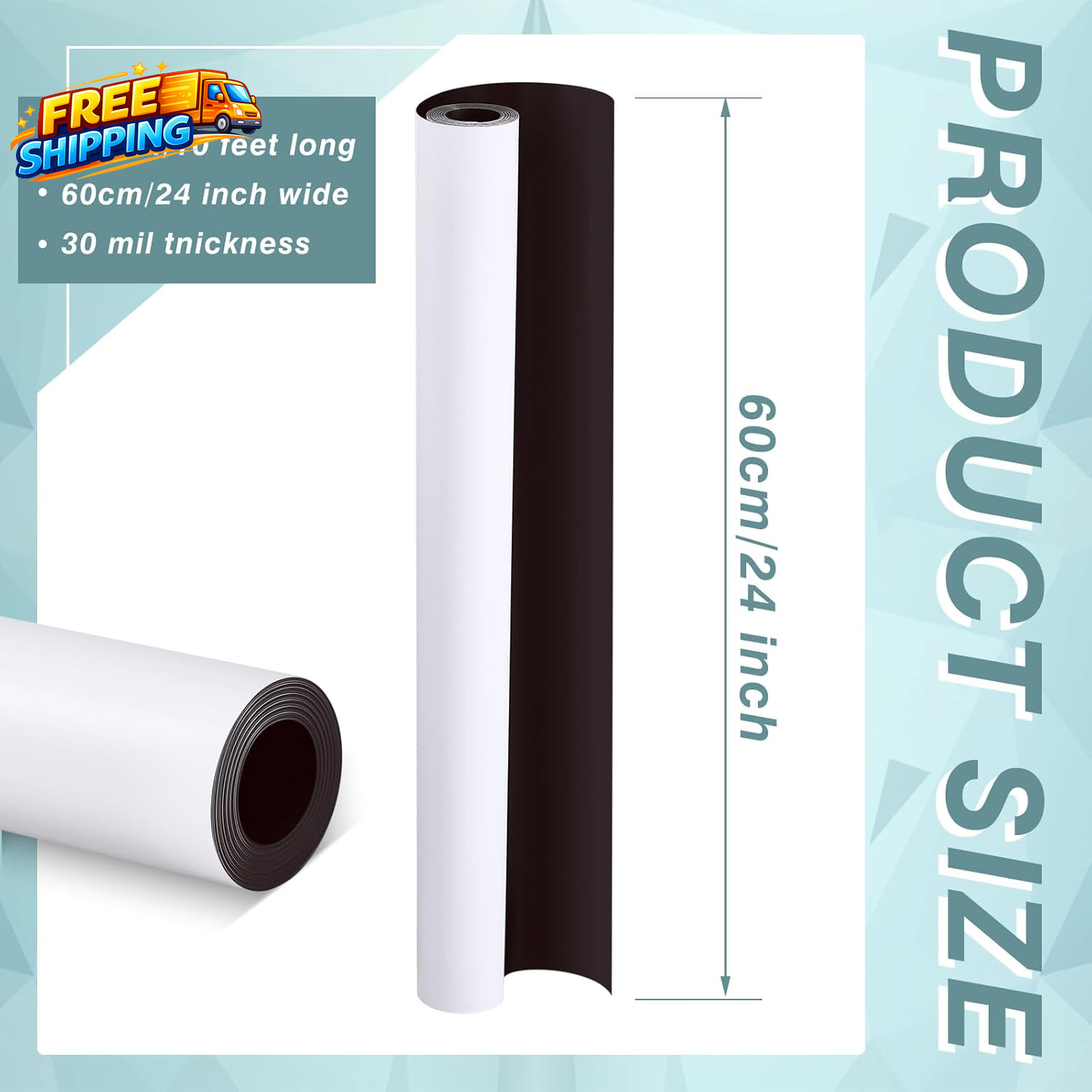 Blank White Surface Magnet Sheets 24 Inch X 10 Feet 30 Mil Magnetic Roll