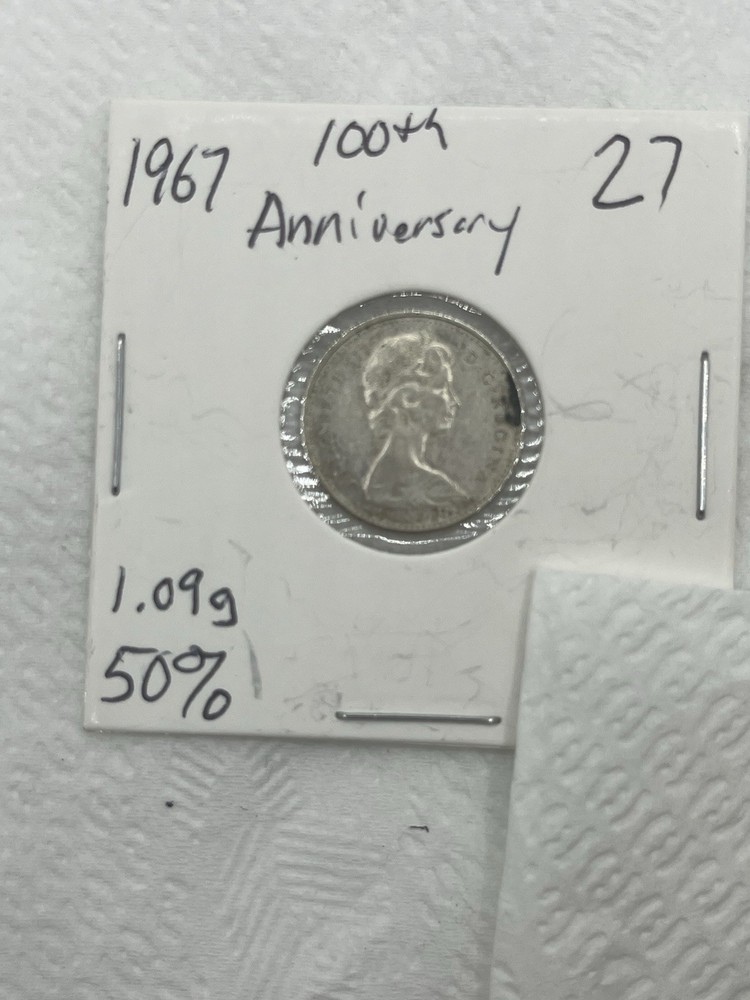 1967 Canada 10 Cents Silver  Coin