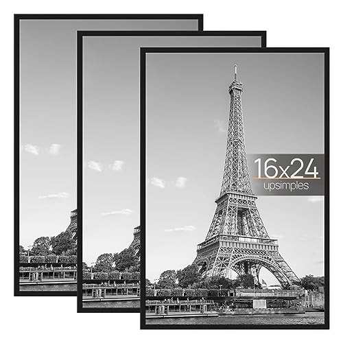 Picture Frame 3 Pack, Scratch-Proof Poster Frames 16 x 24 for 16x24 Black