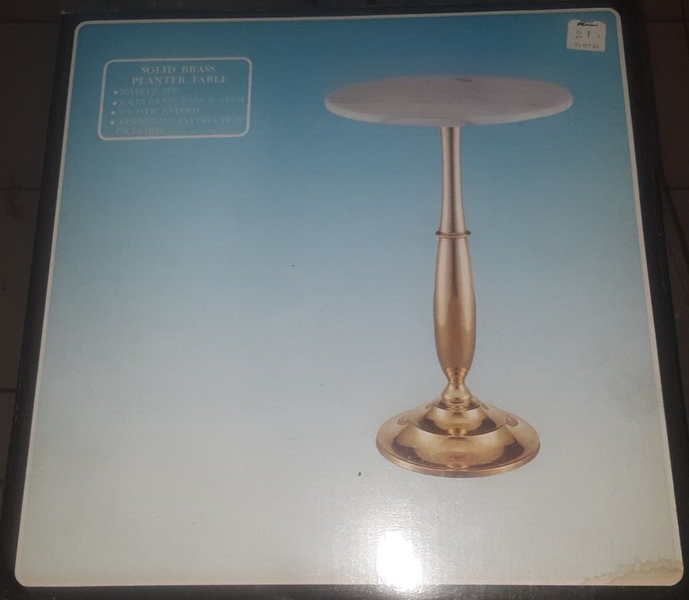 Vintage 1980s Solid Brass Planter Table w/Marble top-no tool needed for assembly