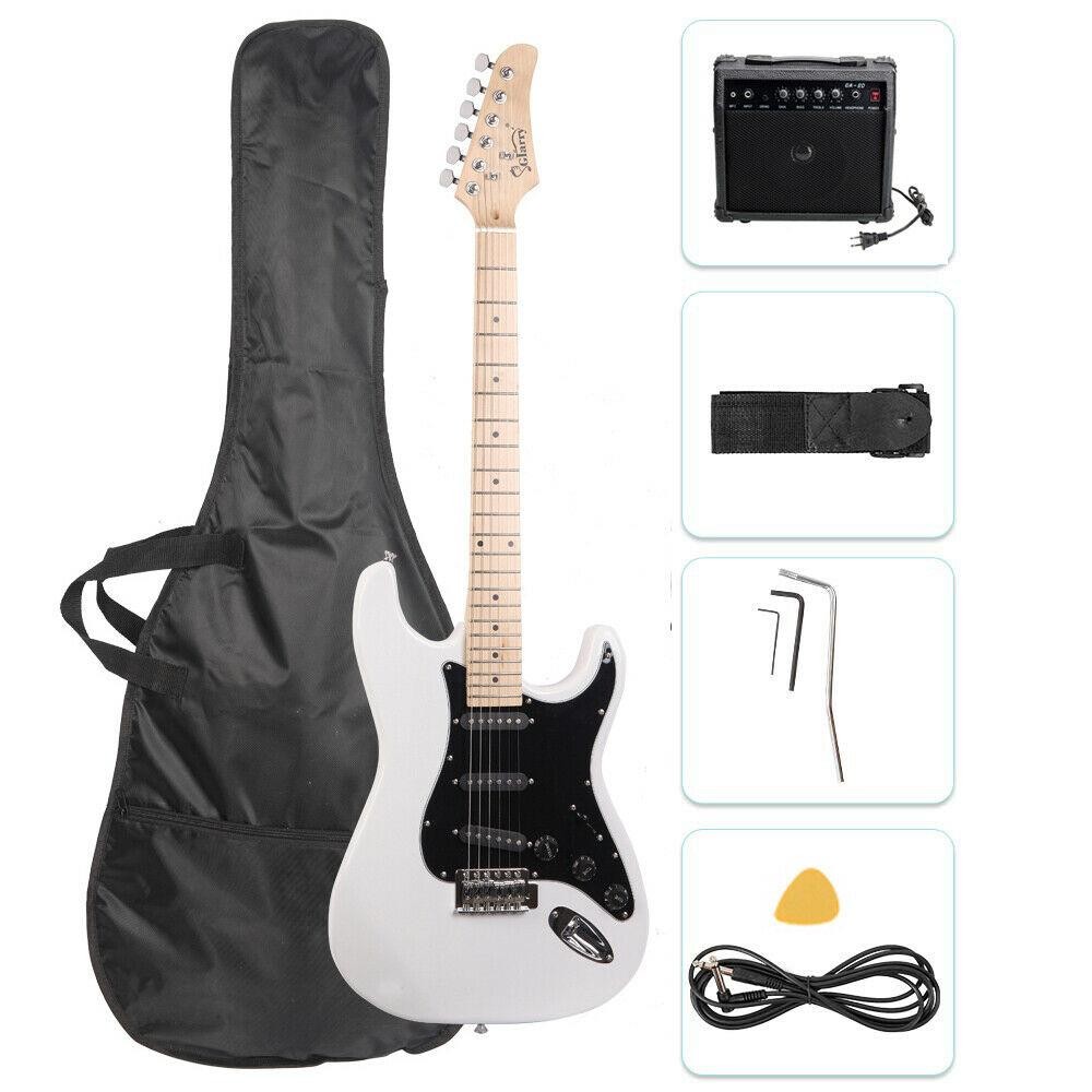 Glarry 39" Full Size Electric Guitar for  Beginner with 20W Amp White