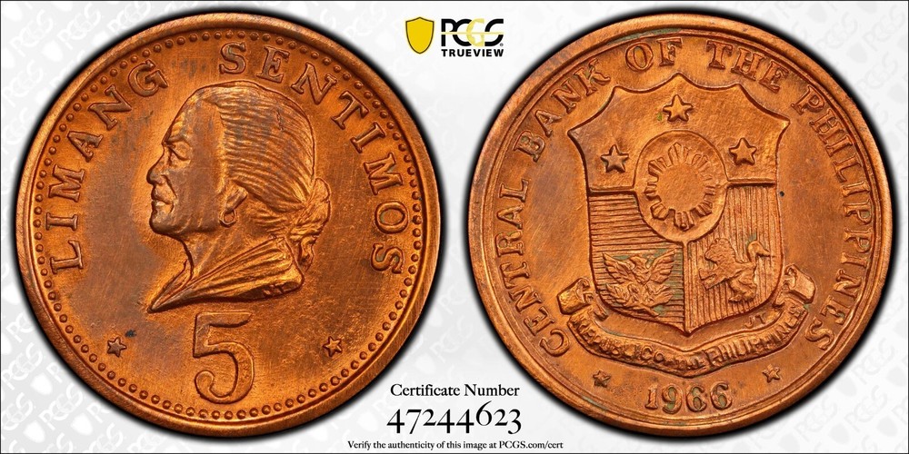 1966 5C  SP UNC Detail Philippines *Pattern*  * Special Strike*